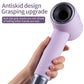 Purple silicone protective case showing underside air intake opening on hairdryer
