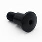 Black motorcycle handlebar end plug with wide round cap and threaded shaft