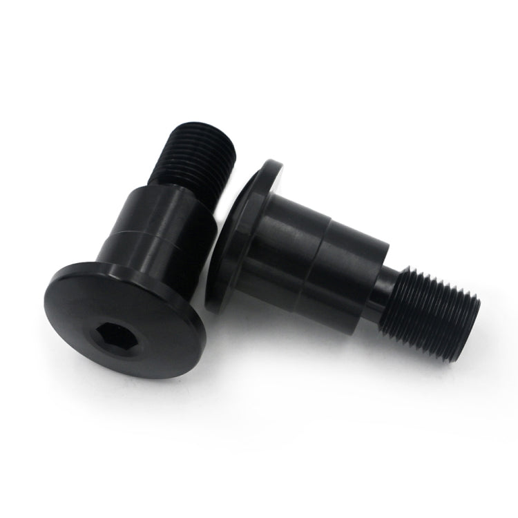 Pair of black handlebar end plugs with oval cap opening and screw threads