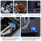 Automatic cigarette rolling machine steps detail with blue button and clear tobacco container