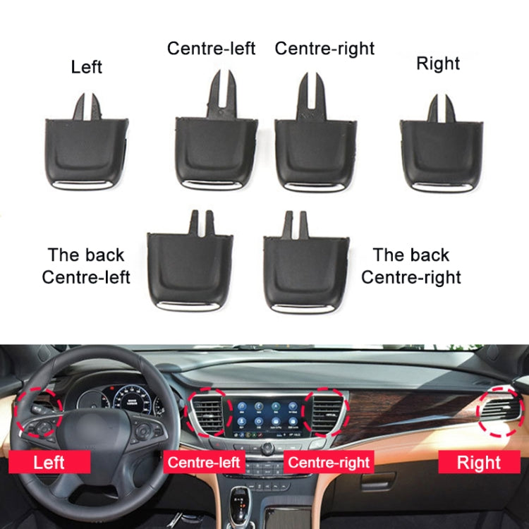 Set of black air outlet paddle inserts showing multiple left and right positions