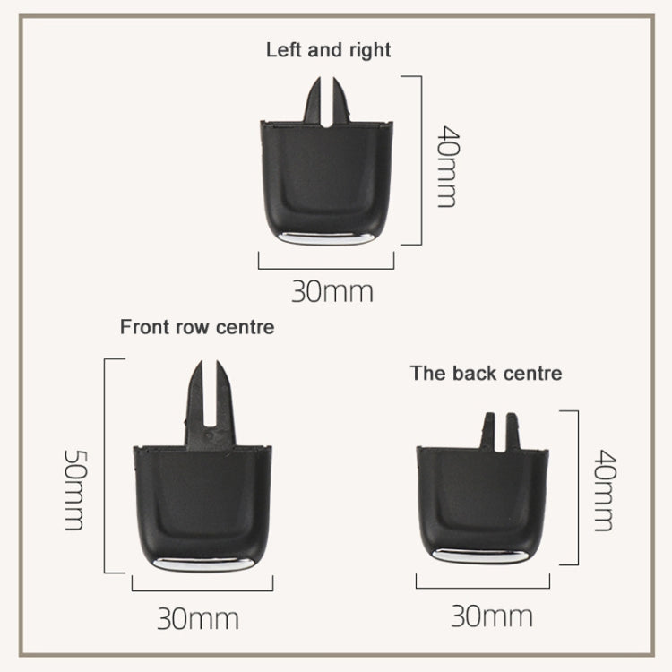 Black air outlet paddle insert with front and back size diagram