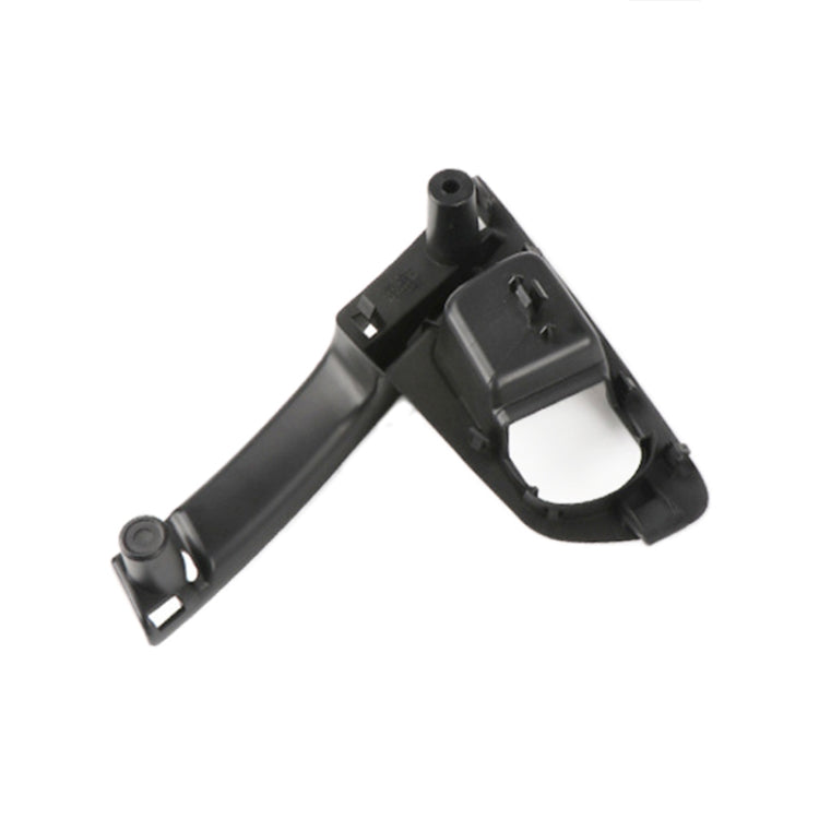 Black interior door handle base bracket with molded arm and mounting points