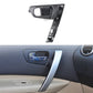 Carbon fiber-look interior door handle base bracket with mounting clips and cutout