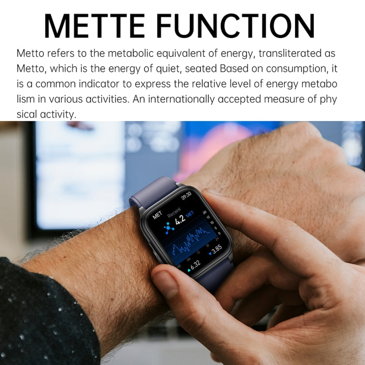 Black silicone strap smartwatch on wrist with activity data on screen