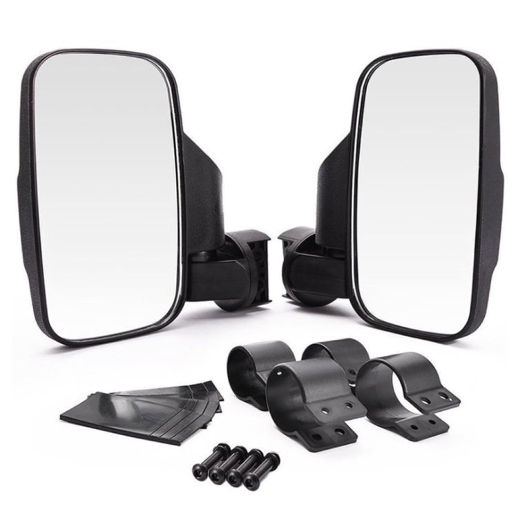 UTV rear view mirror side mirror set with black brackets and mounting hardware