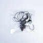 Retractable cat teaser stick with gray mouse plush and black elastic cord