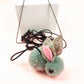 Retractable cat teaser stick with gray-green mouse plush and black elastic cord