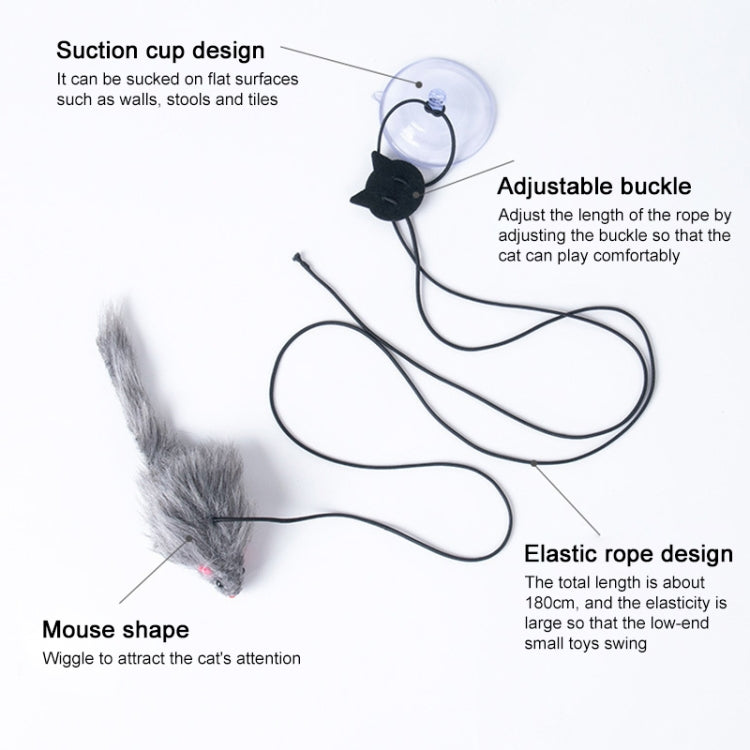 Cat teaser toy set with suction cup, adjustable cord, and plush mouse