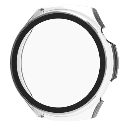 Clear tempered watch protective case with black bezel ring and raised edges