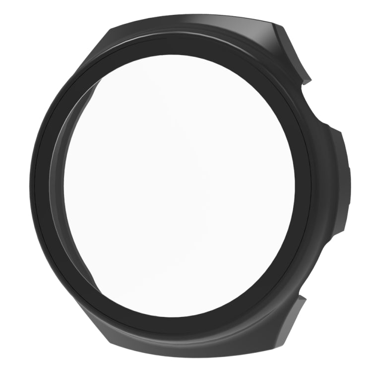 Black tempered watch protective case with bezel ring and raised side grips