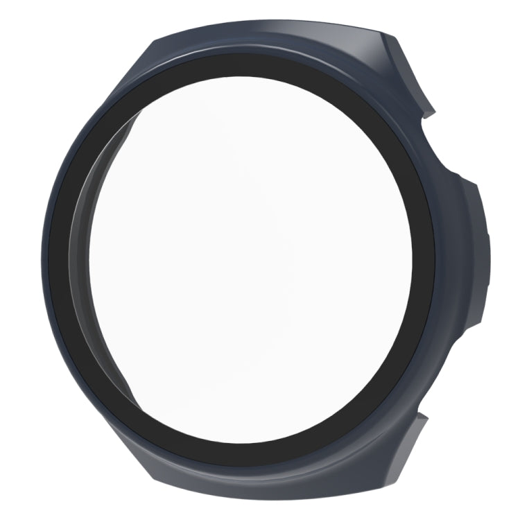 Midnight blue tempered watch protective case with black bezel ring and raised edges