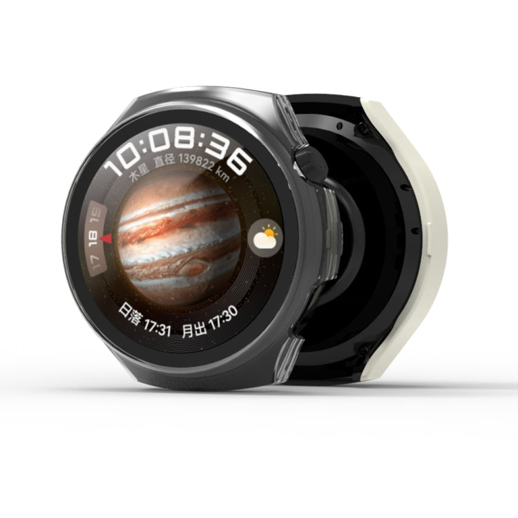 Black PC watch protective case with tempered film over smartwatch display