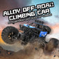 Blue and black RC climbing truck climbing obstacles with rugged traction tires