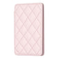 Pink phone card holder back sticker with diamond-quilt pattern and stitched border