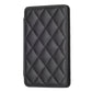 Black phone card holder back sticker with diamond-quilt texture and stitched seams