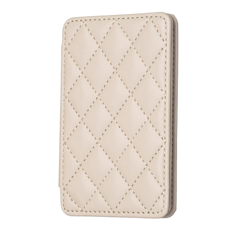 Beige phone card holder back sticker with diamond-quilt pattern and edge stitching