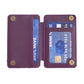 Purple phone card holder with snap closure and card window showing BANK text.