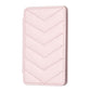 Pink wave-pattern phone card holder with chevron stitching and stitched border.