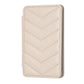Beige wave-pattern phone card holder with chevron quilting and cream stitched border.