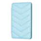 Light blue wave-pattern phone card holder with chevron quilting and stitched edges.