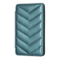 Teal wave-pattern phone card holder with chevron quilting and dark stitched border.