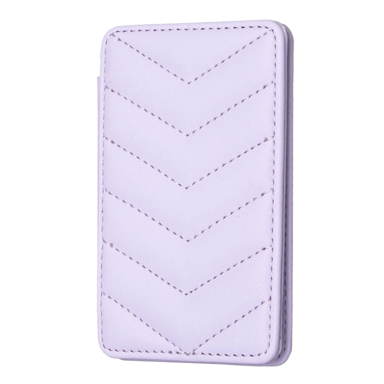 Lavender wave-pattern card bag phone back sticker with stitched chevron lines