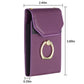 Dark purple vertical phone card holder with flip cover and gold ring loop