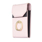 Pink phone back card holder with flip flap and gold ring loop