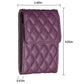 Purple quilted vertical card holder wallet with front flap and slim back