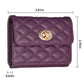 Purple quilted horizontal card bag with gold-tone metal buckle clasp, 3.81in size