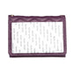 Purple quilted wallet-style card bag with back panel showing small printed numbers