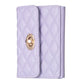 Lilac quilted card bag with gold-tone metal buckle clasp and two front panels