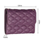 Dark purple horizontal phone card holder with quilted texture and snap closure