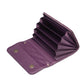Dark purple phone card holder wallet open with multiple card slots and snap flap