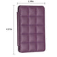 Dark purple grid card bag back sticker with side tab and stitched seams.