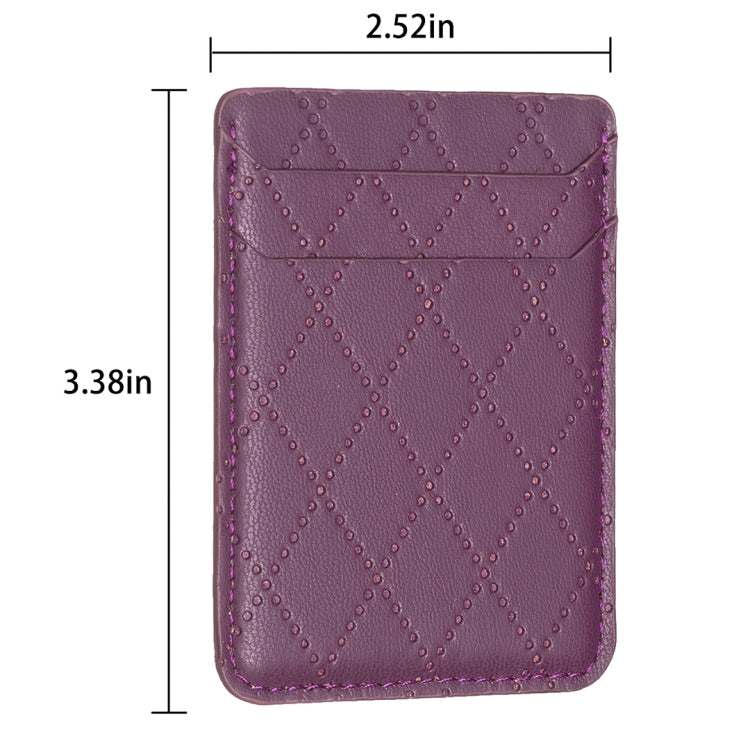Purple diamond lattice card holder sticker, size marked with 2.52 in by 3.38 in.