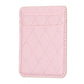 Pink diamond lattice card holder sticker with top fold and stitched border.
