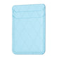 Light blue diamond lattice card holder sticker with stitched border and top fold.