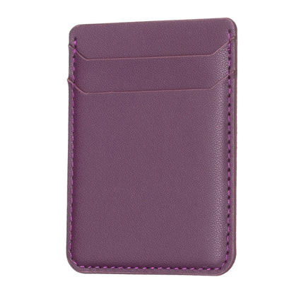 Dark purple card holder back sticker with stitched edges and top slip pocket
