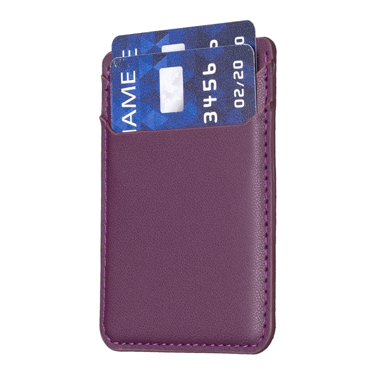 Dark purple card holder back sticker with card slot and visible card insert