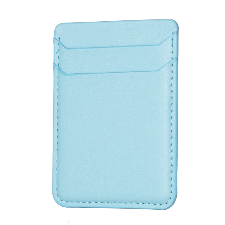 Light blue card holder back sticker with stitched border and top slip pocket