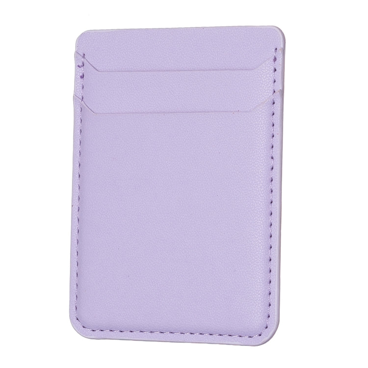 Lavender purple card holder back sticker with stitched edges and top compartment