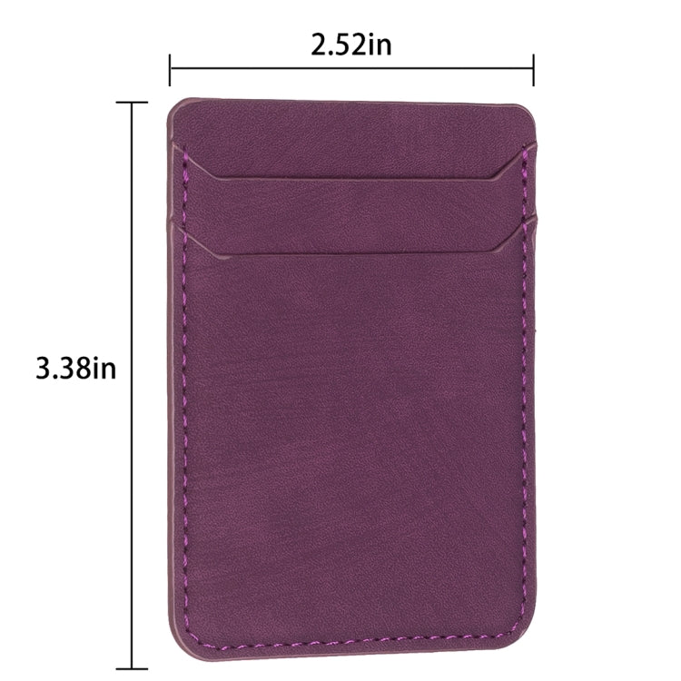 Dark purple phone card holder sticker, size marked with top flap and double stitching