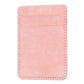 Pink faux-leather phone card holder with top flap and stitched border