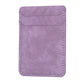 Lavender purple faux-leather phone card holder with top flap and stitched edges
