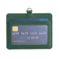 Green horizontal ID card holder with clear card window and metal keyring top