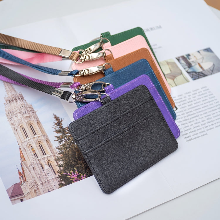 Multi-color set of horizontal ID card holders with lanyards and keyring tops