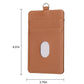 Brown vertical ID card bag with front oval detail and metal keyring loop