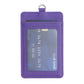 Purple vertical ID card bag with clear ID window and top metal keyring loop